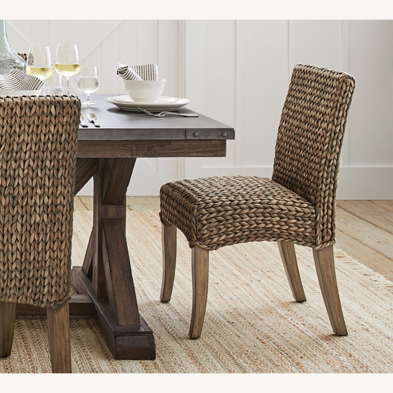 Gray Wash Seagrass Dining Chair with Herringbone Weave