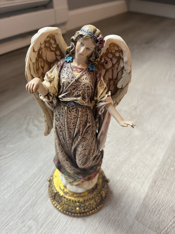 Guidance Angel Figurine with Ornate Scrollwork and Wings