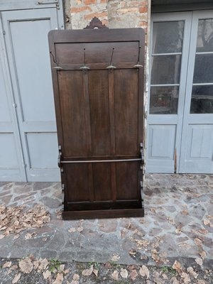 Hall Tree Antique Wooden Stand with Vertical Paneled Back