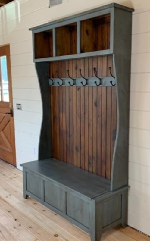 Hall Tree Curved Side Supports Charcoal Gray Two-Tone Entryway Bench