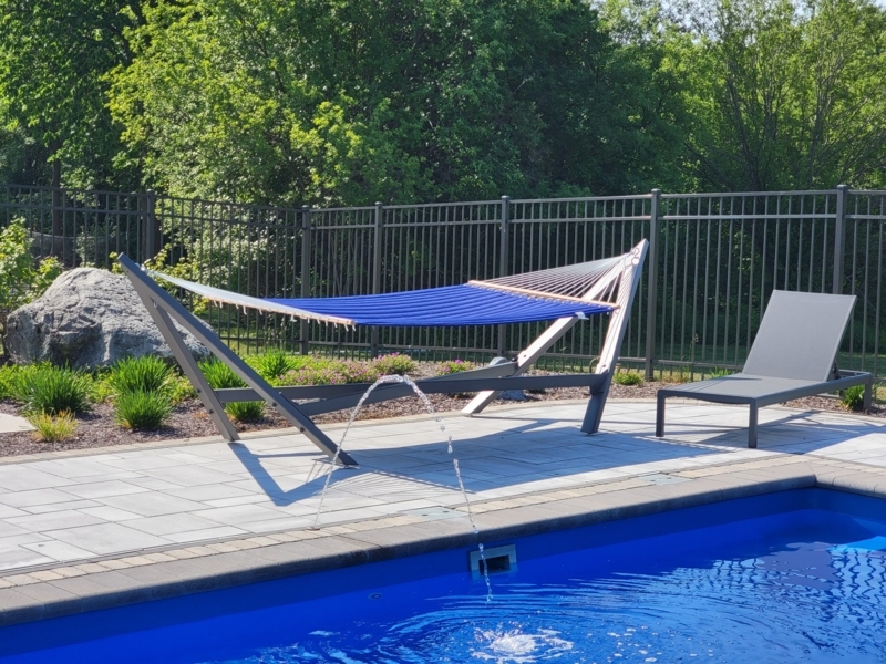 Hammock Stand Angular Frame Geometric Profile Charcoal Grey Metal