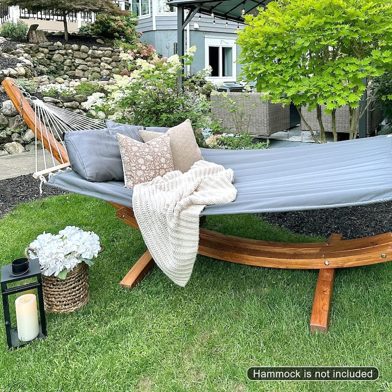 Hammock Stand Larch Wood Aesthetic Arc Shape Heavy Duty Bolts
