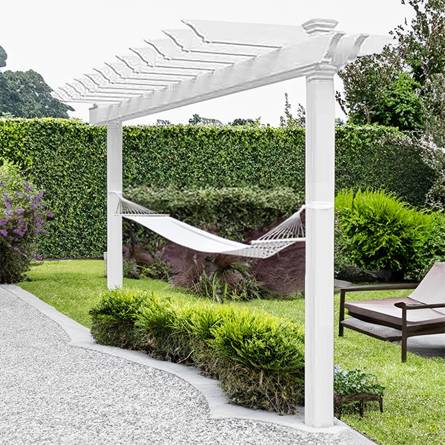 Hammock Stand Pergola Roof White Scalloped Rafters Freestanding Arbor
