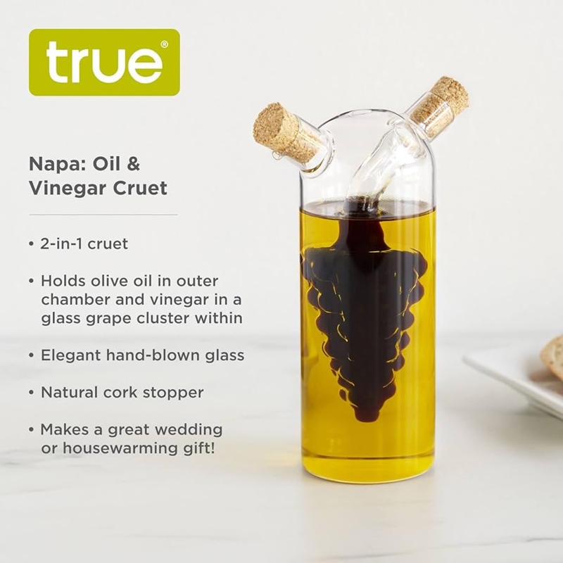 Hand-Blown 2-in-1 Cruet Featuring Inner Grape Cluster