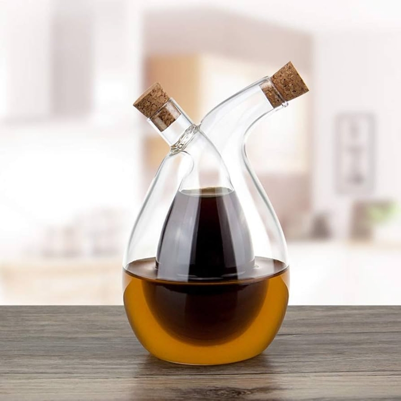 Hand Blown Borosilicate Glass Cruet with Nested Droplet Chamber