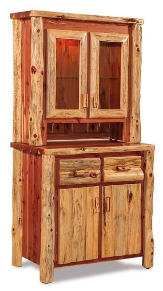 Handcrafted Rustic Log Kitchen Hutch With Corner Posts