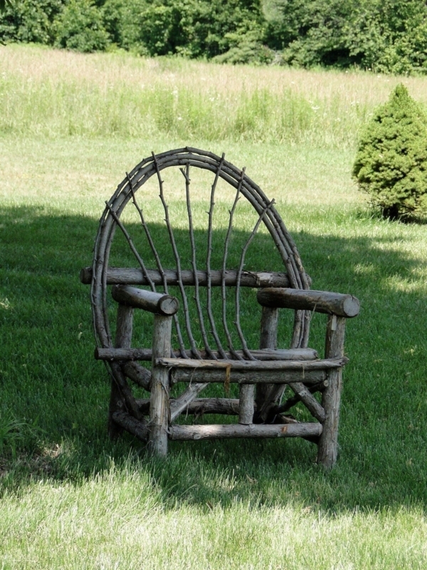 Handcrafted Willow Accent Chair: Weathered Silvered Wood Spindles
