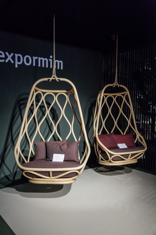 Hanging Chair Undulating Lattice Rattan Cane Egg Frame Plum