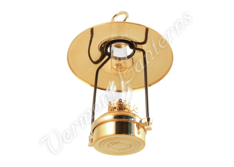 Hanging Oil Lamp Polished Brass Reflector Shade Nautical