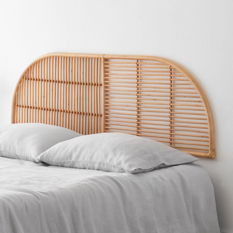 Headboard Arched Silhouette Dual Pattern Slats Split Pattern Rattan