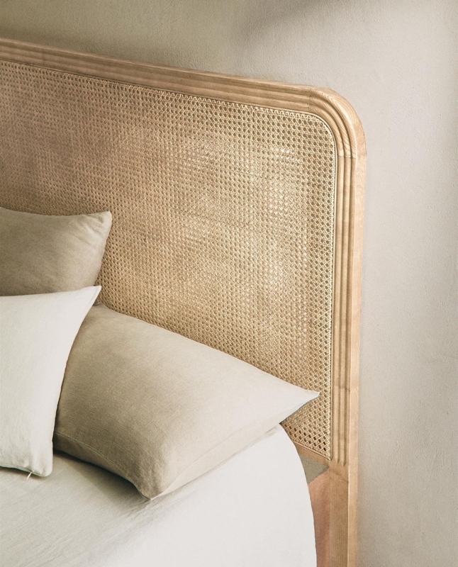 Headboard Triple Groove Detailing Curved Ash Frame Organic Modern Bedroom