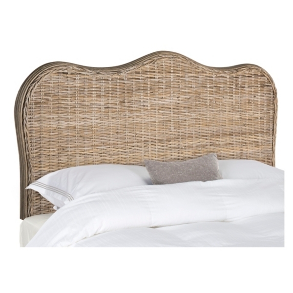 Headboard Triple Peak Design Scalloped Top Braided Trim Coastal Bedroom
