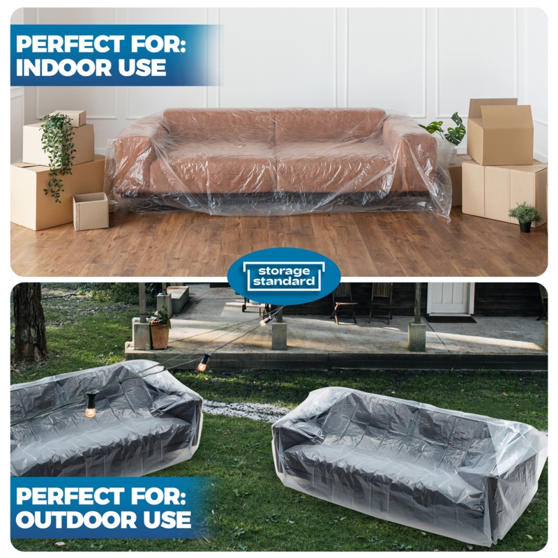 Heavy-Duty Couch Covers Clear Plastic Universal Sofa Fit Moving
