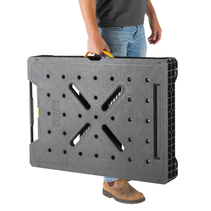 Heavy Duty Folding Workbench Slim Profile Black X-Cutout Design