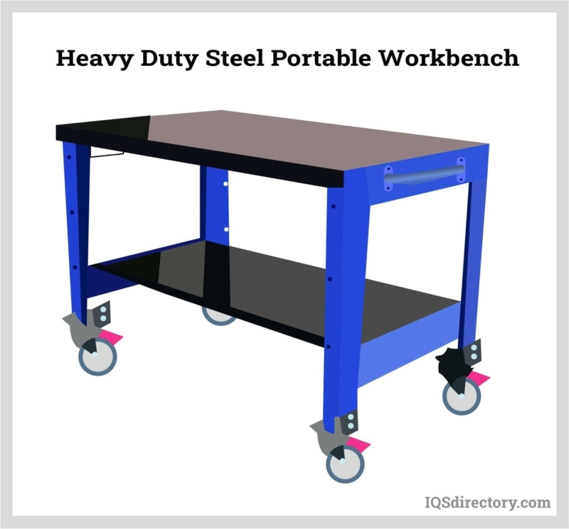 Heavy Duty Portable Workbench Cobalt Blue Steel Pink Brake Levers