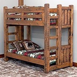 Heavy Duty Rough Sawn Timber Bunk Bed with Vertical Ladder