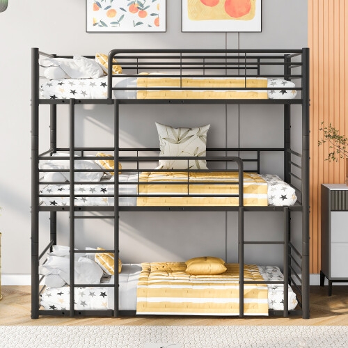 Heavy Duty Triple Bunk Bed Metal Slatted Frame