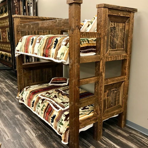 Heavy Timber Bunk Bed with Chunky Square Posts and Distressed Finish