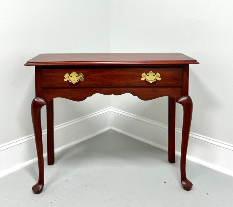 Henkel Harris Console: Wild Black Cherry Wood, Single Drawer, Cabriole Legs