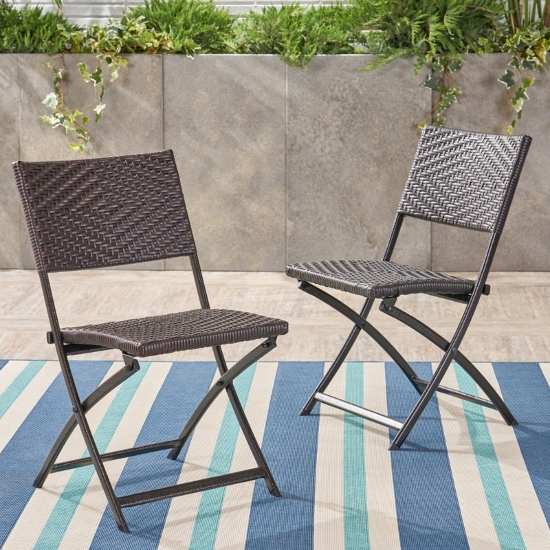 Herringbone Wicker Folding Chair, Espresso Resin