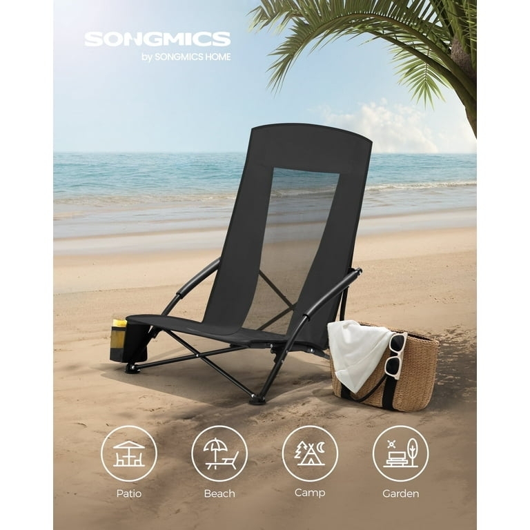 High Back Beach Chair with Matte Black Powder Coated Finish