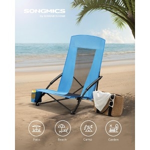 High Back Camping Chair with Breathable Mesh Panel in Light Blue