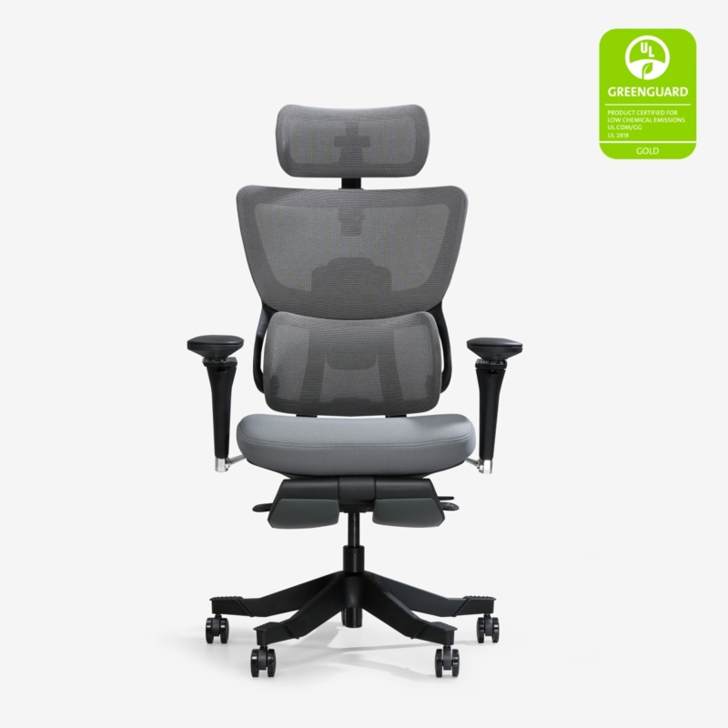 High Back Ergonomic Office Chair with Cool Grey Mesh and Split Backrest