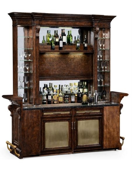 Home Bar Granite Top with Canopy Top & Brass Footrail