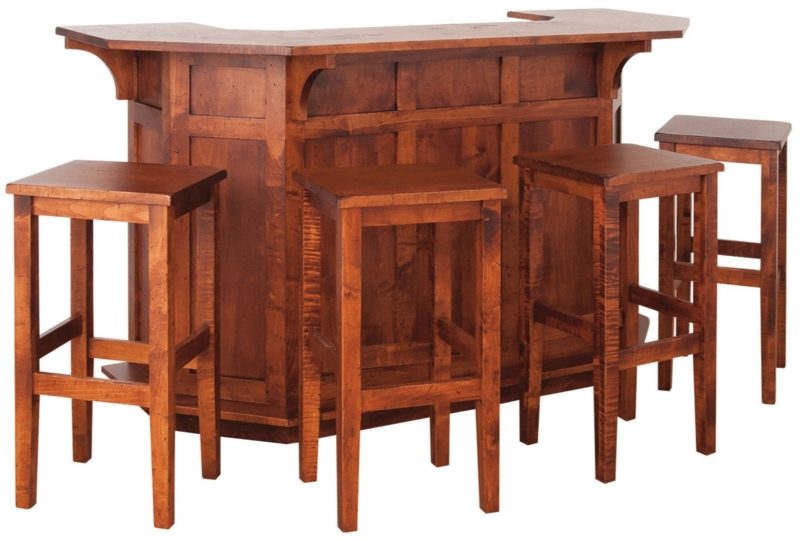 Home Bar Mission Style with Corbel Supports & Stools
