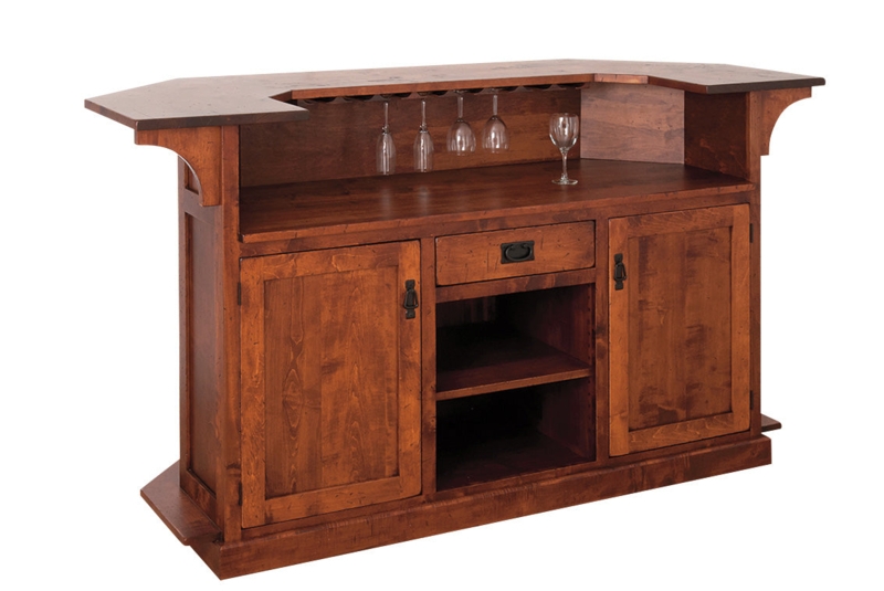 Home Bar Two Tier Mission Style Serving Top Stemware Rack
