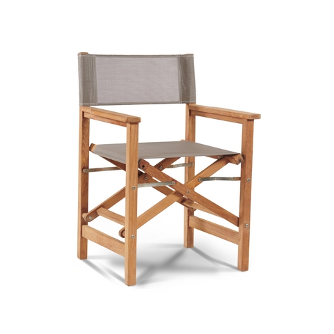 Honey Wood Director's Dining Armchair with Grey Woven Mesh Seat