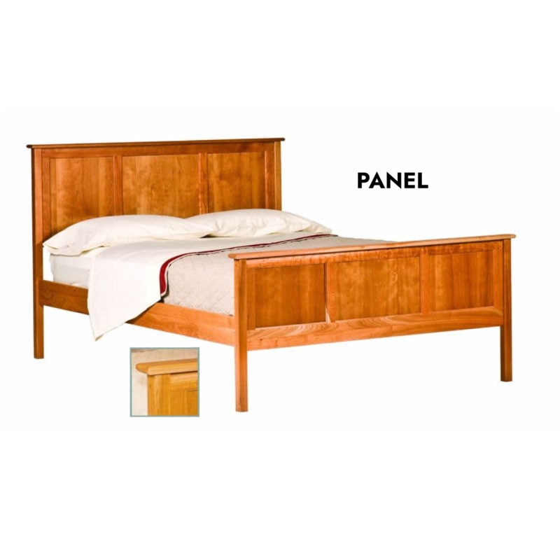 Honey Wood Panel Bed with Beveled Top Rail and Tapered Legs