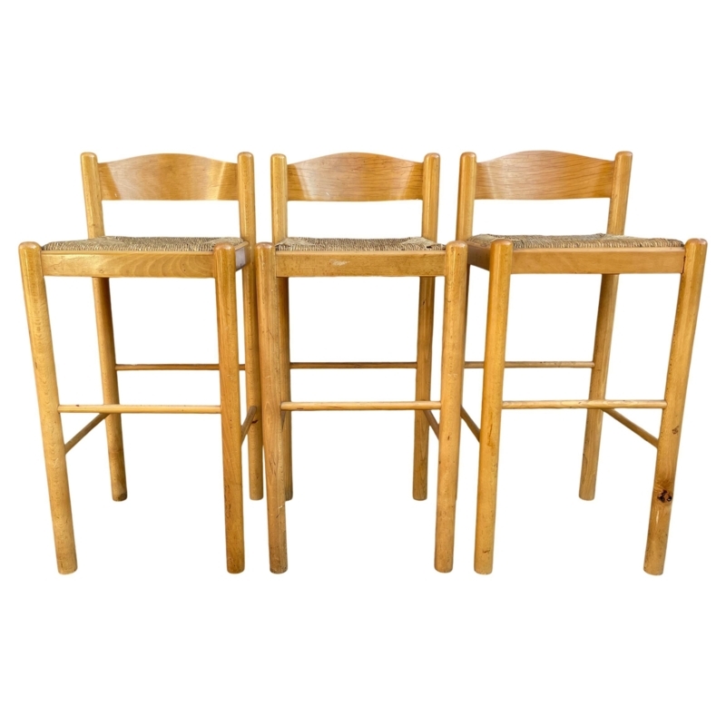 Hot rush seat bar stools with backs Outlet Country French Rush Seat Bar  Stools Pair