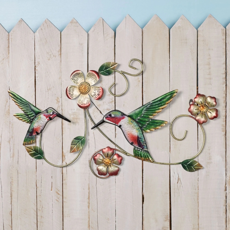 Hummingbird Garden Wall Art Metal Scrollwork Floral Vines