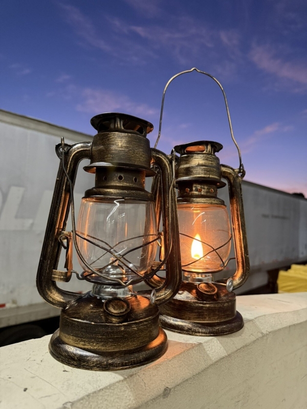 Hurricane Lantern Distressed Bronze Wire Cage Vintage Industrial