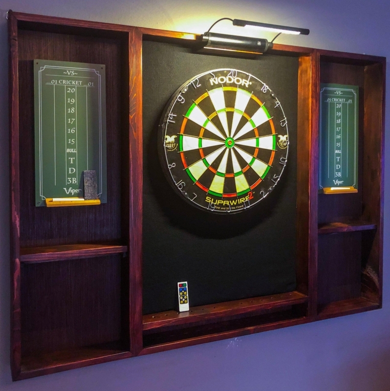 Illuminated Dartboard Set with Integrated LED Light and Dual Scoreboards