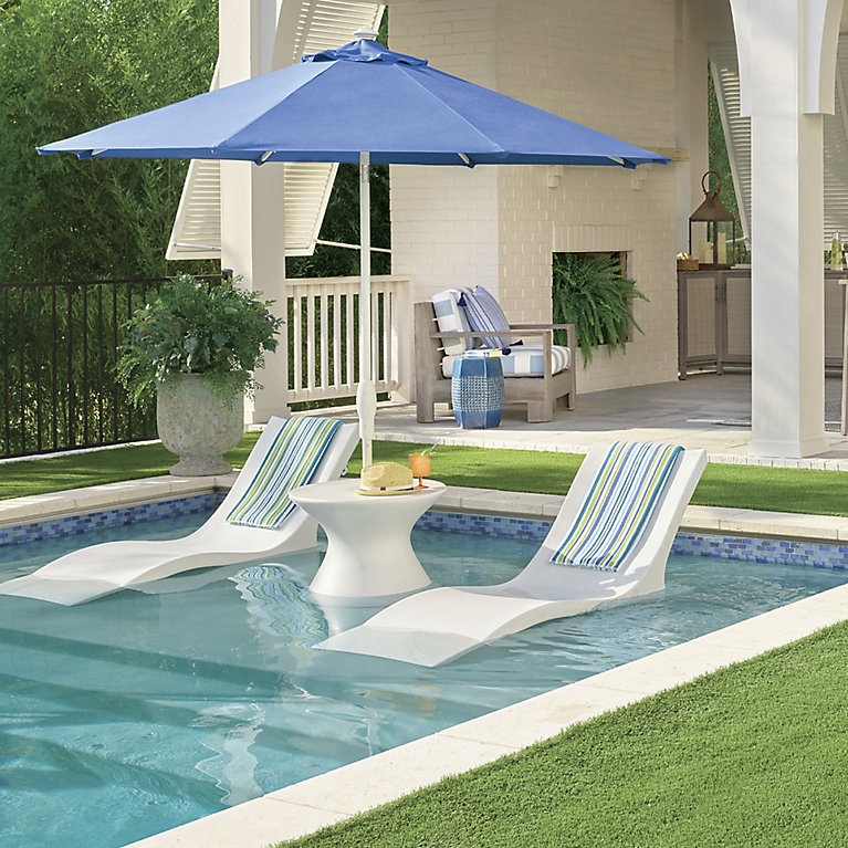 In-Pool Chaise Lounger with Integrated Umbrella Hole Table