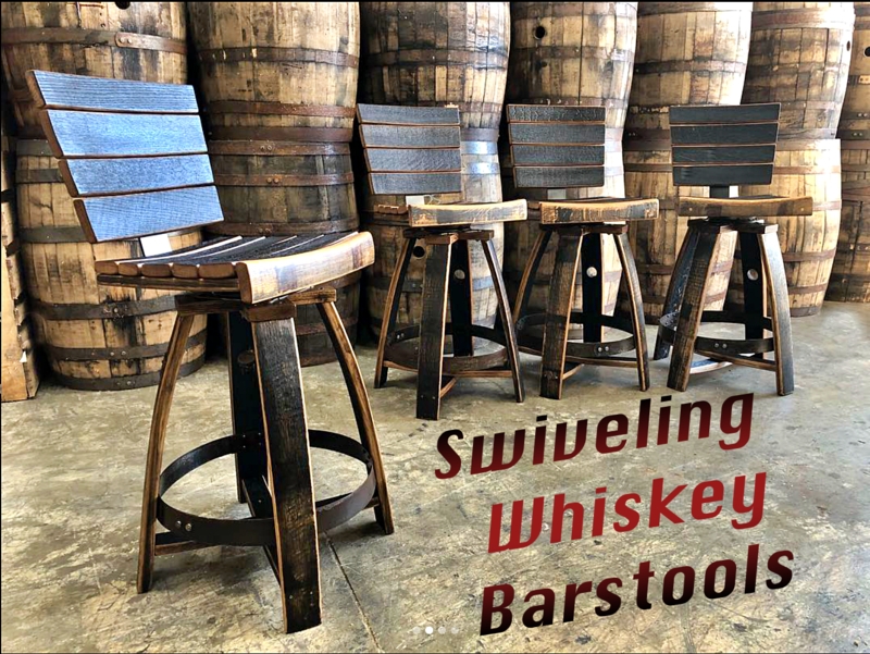 Industrial Bar Stool Upcycled Barrel Staves Charred Wood Finish