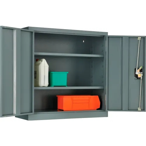 Industrial Gray Wall Storage Cabinet with Three-Point Locking System
