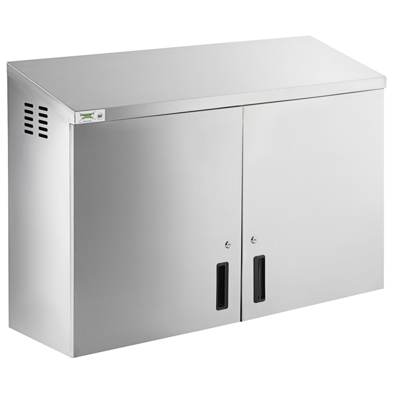 Industrial Sloped Top Wall Cabinet with Hinged Doors and Side Ventilation