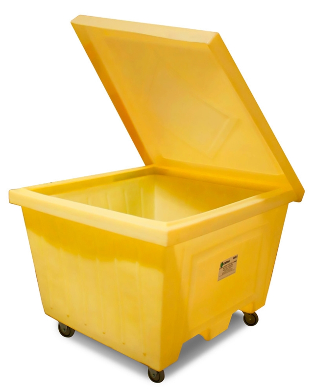 Industrial Spill Containment Tote with Hinged Lid and Swivel Casters