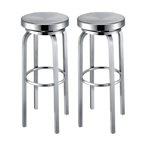 Industrial Stainless Steel Bar Stool Armless Counter Height Stools - 2  Piece Set Swivel