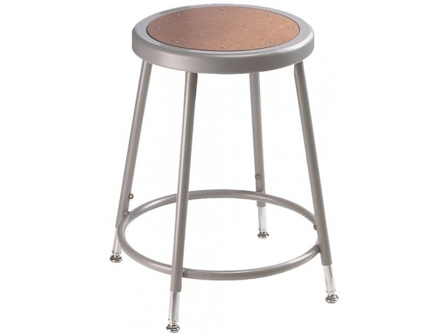 Industrial Stool Adjustable Height Grey Steel Hardboard Seat