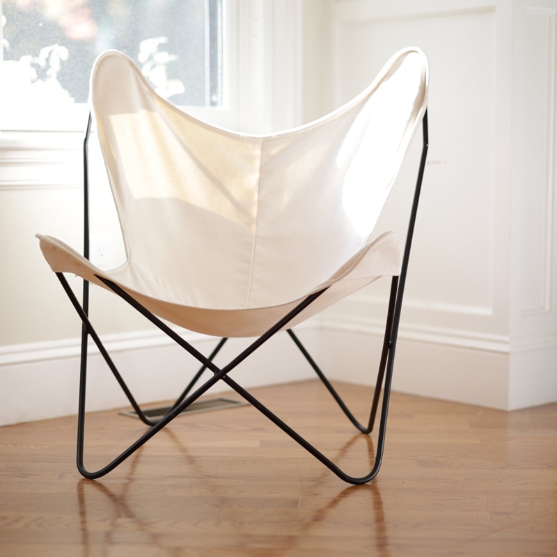Industrial Style Butterfly Chair with Heavyweight Canvas and Black Frame