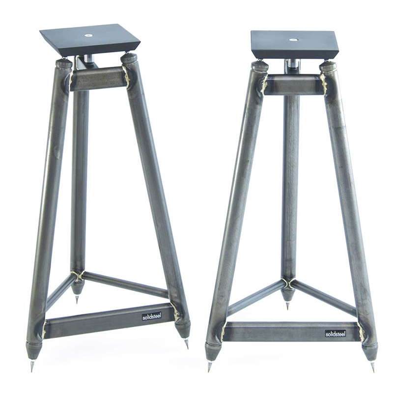 Industrial Tripod Audio Stands featuring Raw Metal with Visible Welds