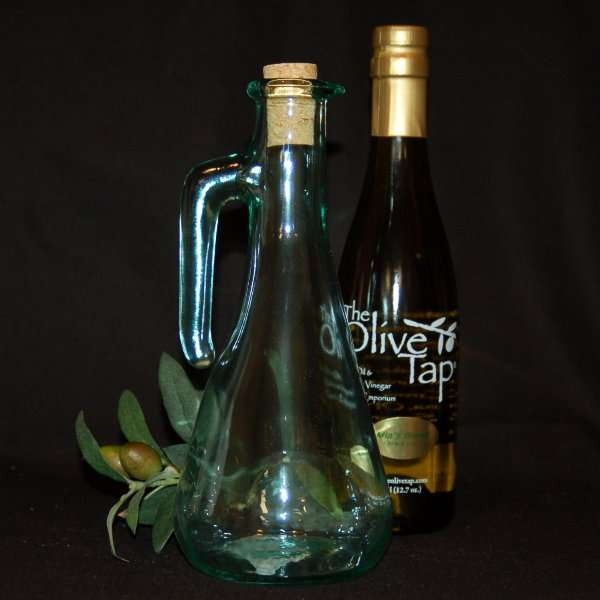 Italian Seafoam Green Glass Cruet with Integrated Handle
