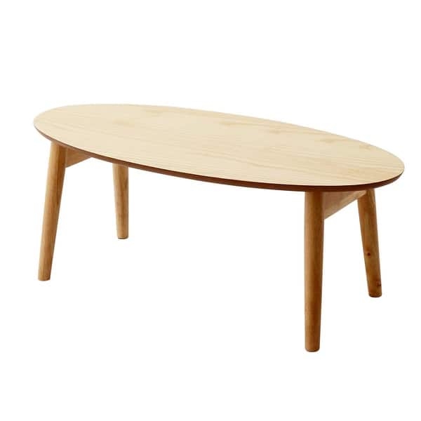 Japandi Floor Coffee Table in Light Ash Wood with Low Folding Legs