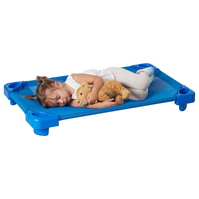 Kiddie Cot, Low Profile Base, Cobalt Blue, Rounded Safety Edges.