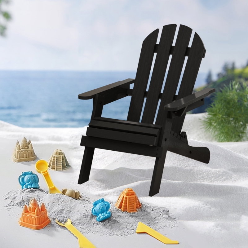 Kids Adirondack Chair Black Matte Poly Lumber Toddler Seating