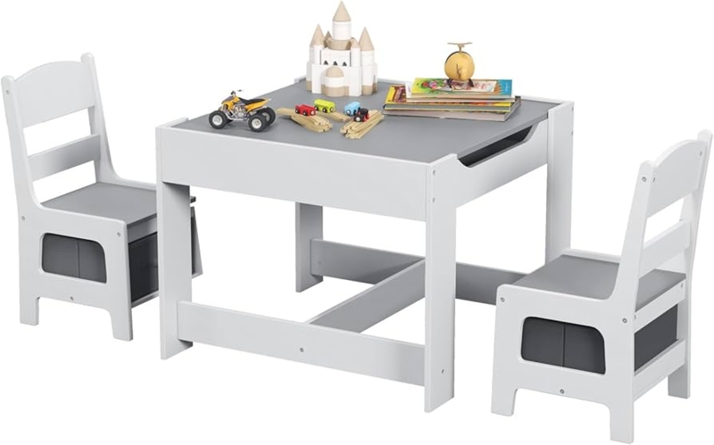 Kids Desk Set with Detachable Tabletop and Under Seat Storage